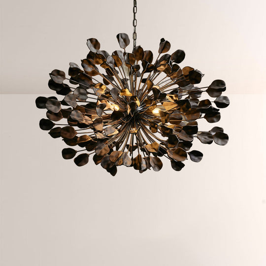Moktan Sabai Modern Ceramic Leaf Chandelier Brass BRONZE EBONY