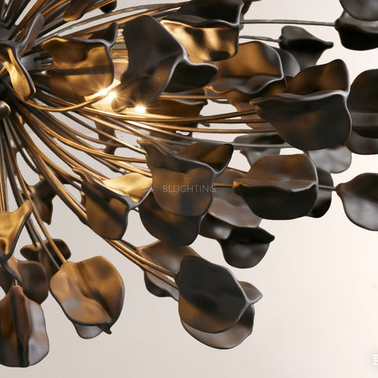 Moktan Sabai Modern Ceramic Leaf Chandelier Brass