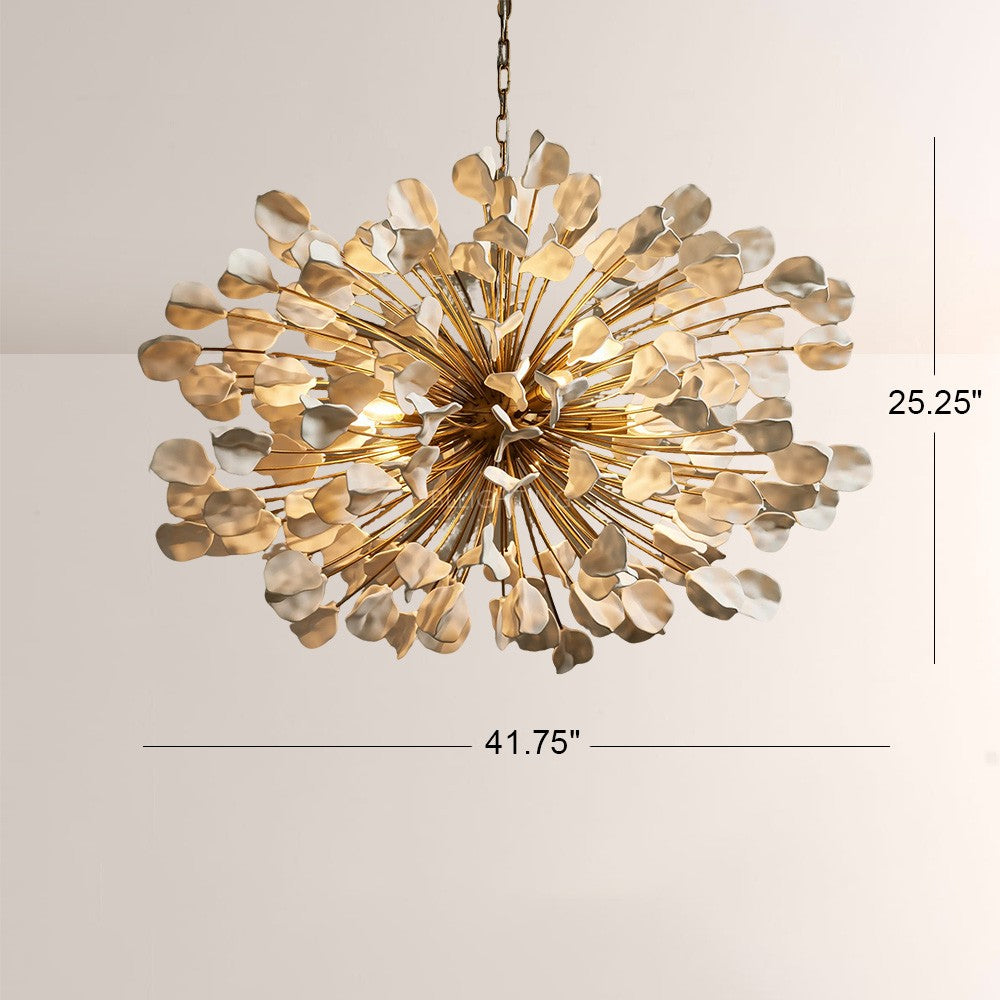 Moktan Sabai Modern Ceramic Leaf Chandelier Brass