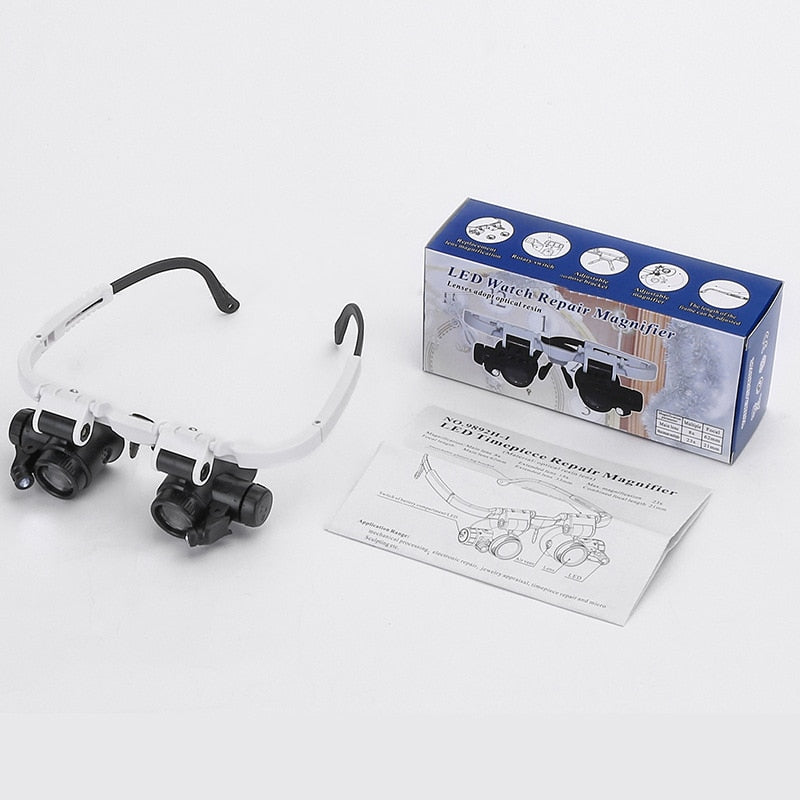 Moktan Sabai LED Magnifying Glasses 8X 15X 23X Adjustable Headband Magnifier