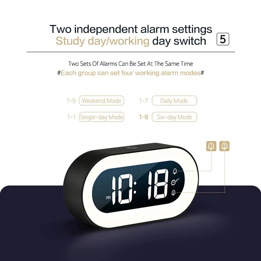 Moktan Sabai Gentle Wake | Sunrise Alarm Clock with Gradual Light & Nature Sounds | LED Digital Display for Stress-Free Mornings