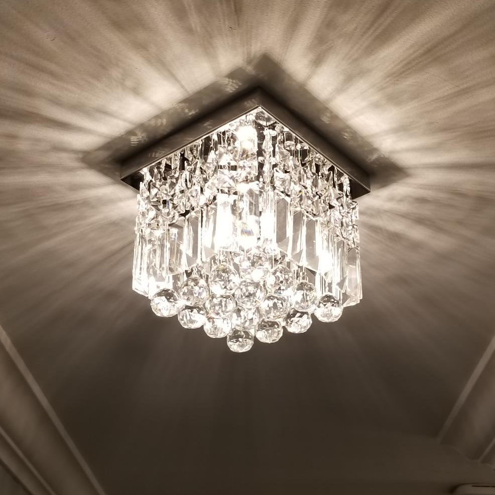 Moktan Sabai Mini Modern Square Flush Mount Ceiling Light, Low Profile Indoor Lighting Fixture