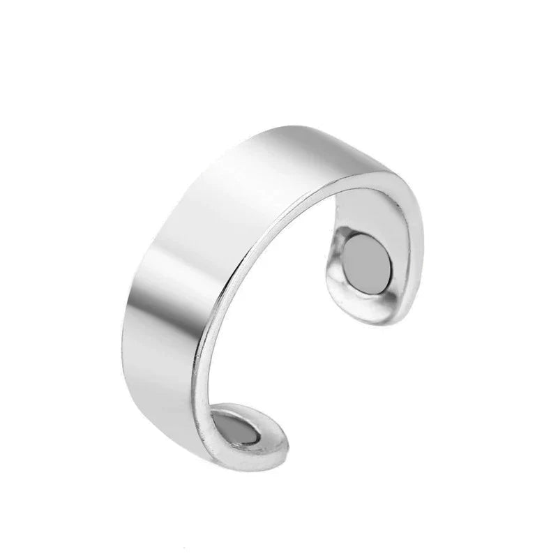 Moktan Sabai Magnetic Adjustable Stainless Steel Sleep Ring Unisex Comfort Band Silver
