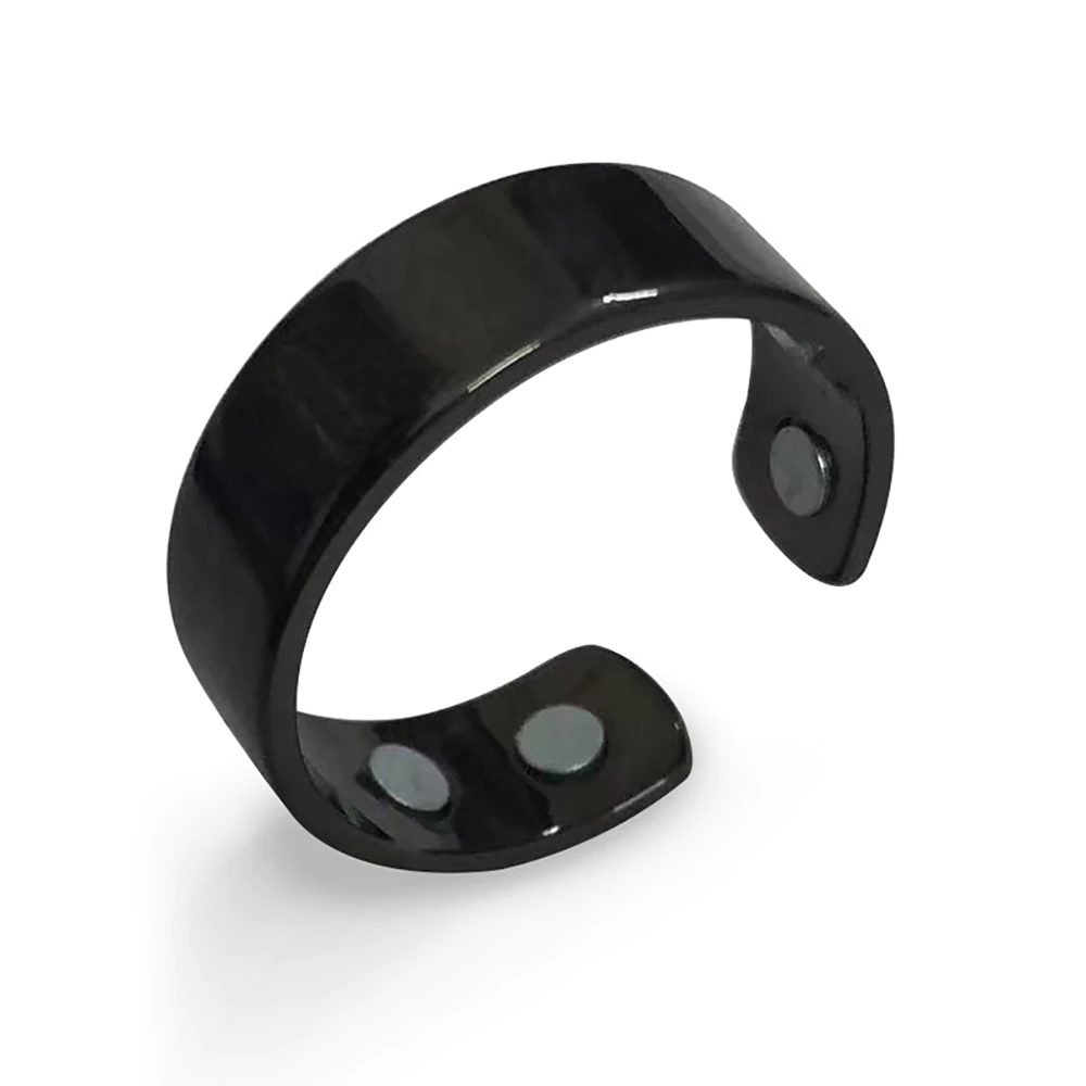 Moktan Sabai Magnetic Adjustable Stainless Steel Sleep Ring Unisex Comfort Band Black