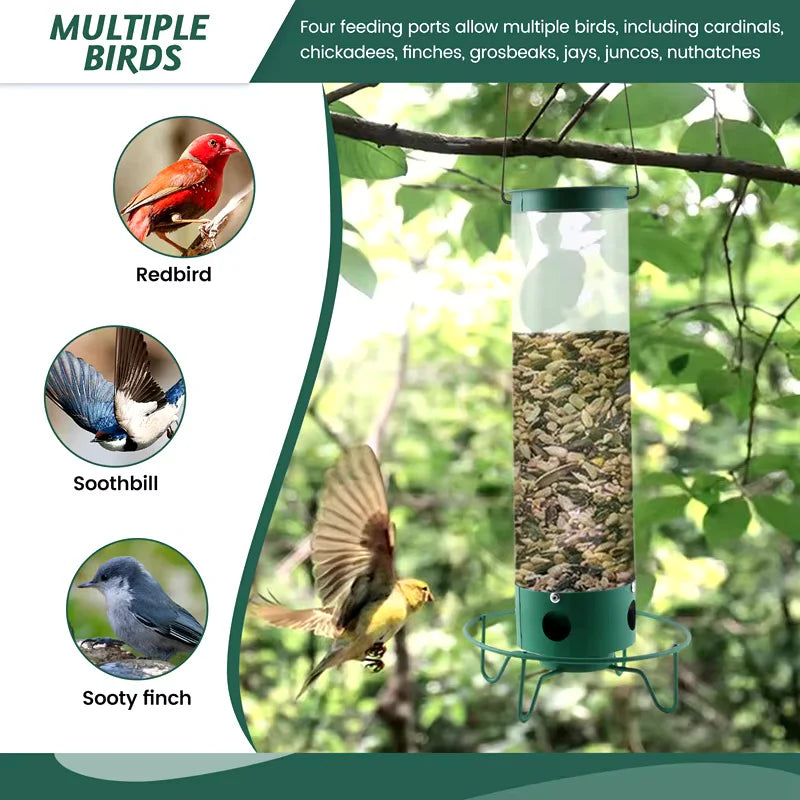 Moktan Sabai Squirrel Proof Bird Feeder Hanging Metal Wild Bird Seed Feeder 35cm