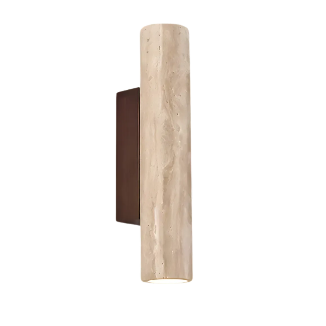 Moktan Sabai Modern Travertine Marble Cylinder LED Wall Sconce Warm White