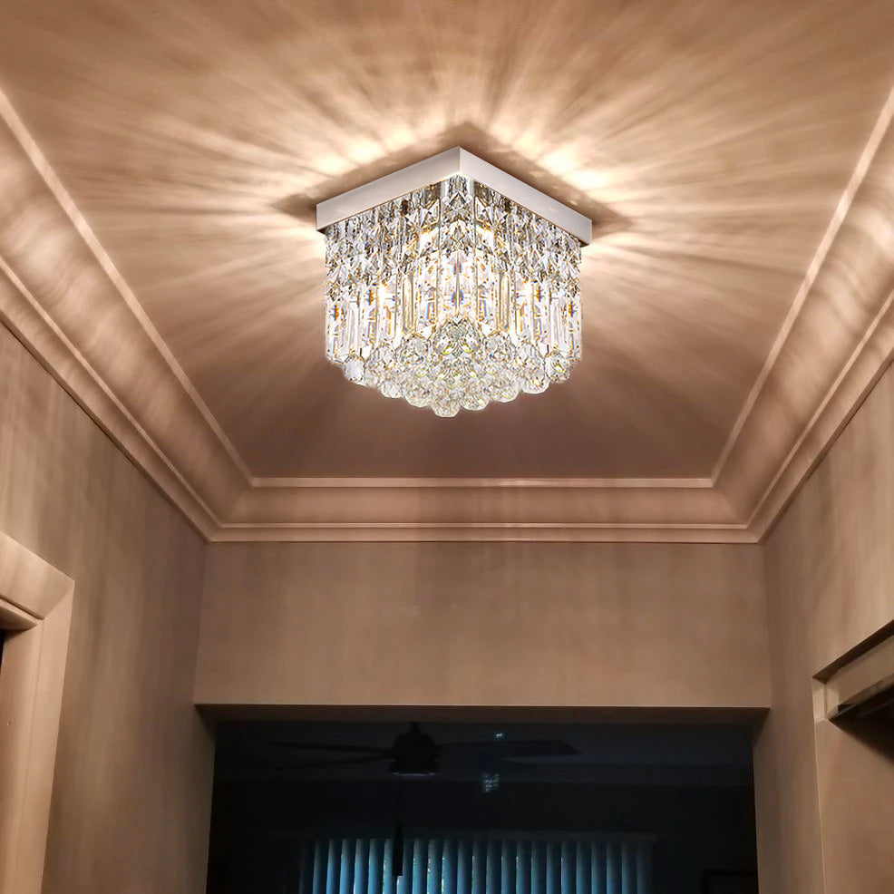 Moktan Sabai Mini Modern Square Flush Mount Ceiling Light, Low Profile Indoor Lighting Fixture W 8" x H 7"