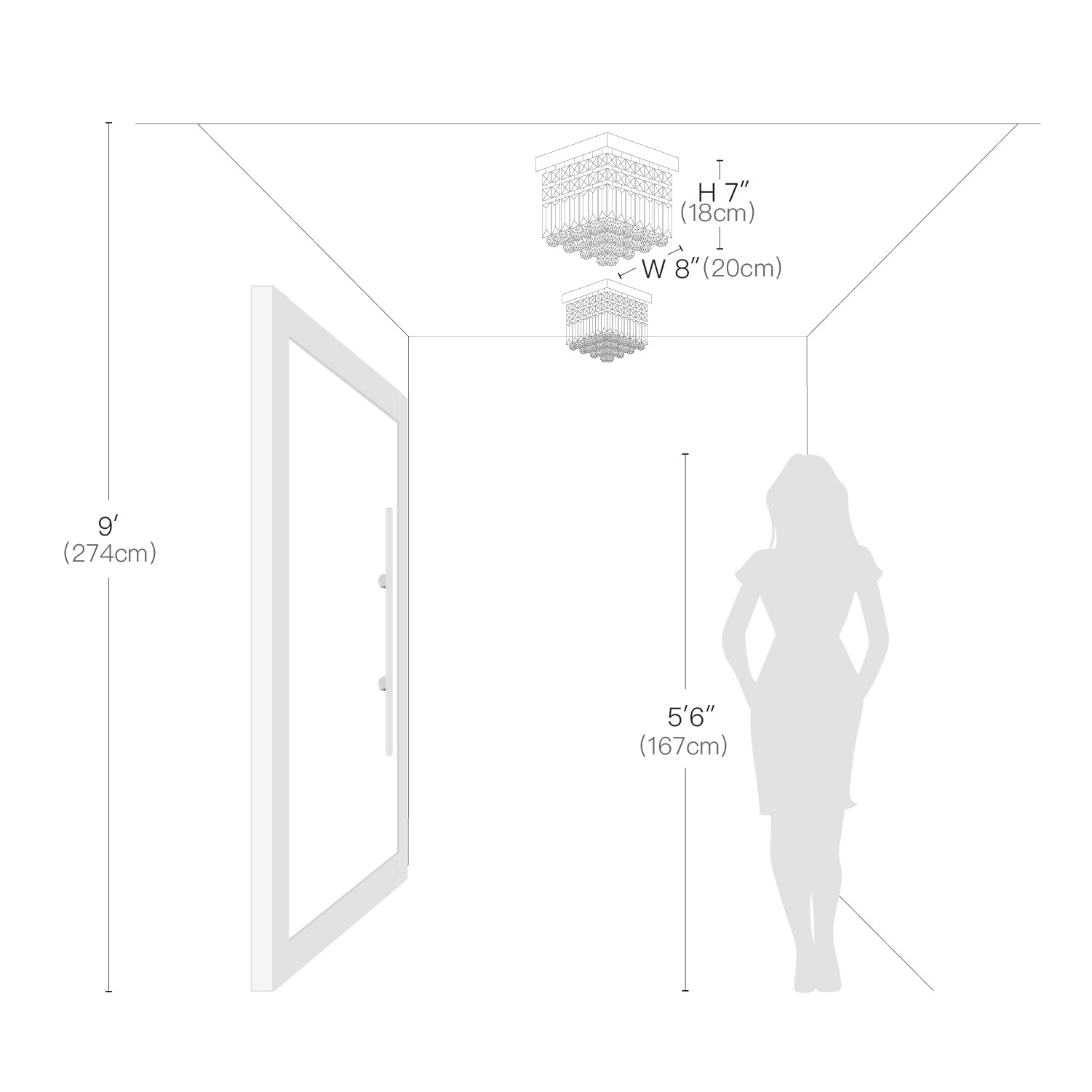 Moktan Sabai Mini Modern Square Flush Mount Ceiling Light, Low Profile Indoor Lighting Fixture