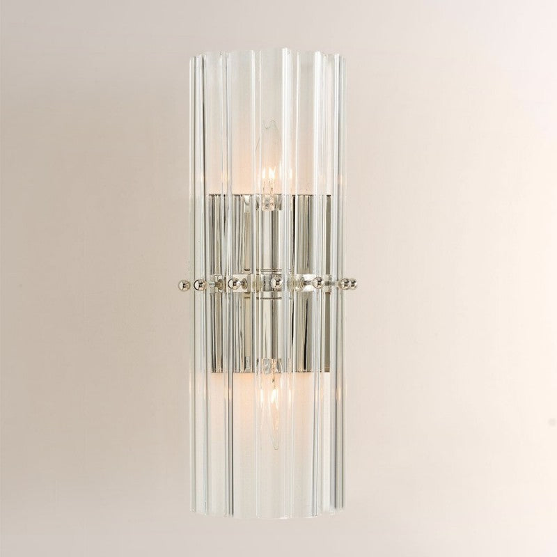 Moktan Sabai Vintage Style Crystal Wall Light Polished Nickel
