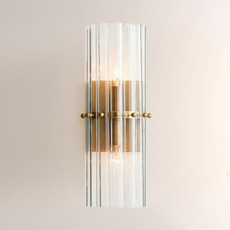 Moktan Sabai Vintage Style Crystal Wall Light Tumbled Brass