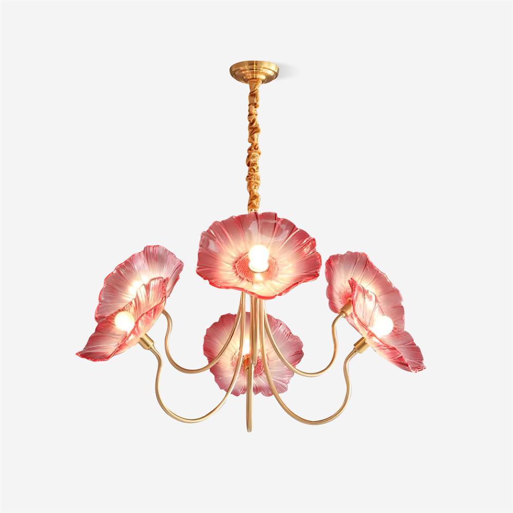 Moktan Sabai Murano Glass Flowers Chandelier Frosted Leaf Ceiling Light
