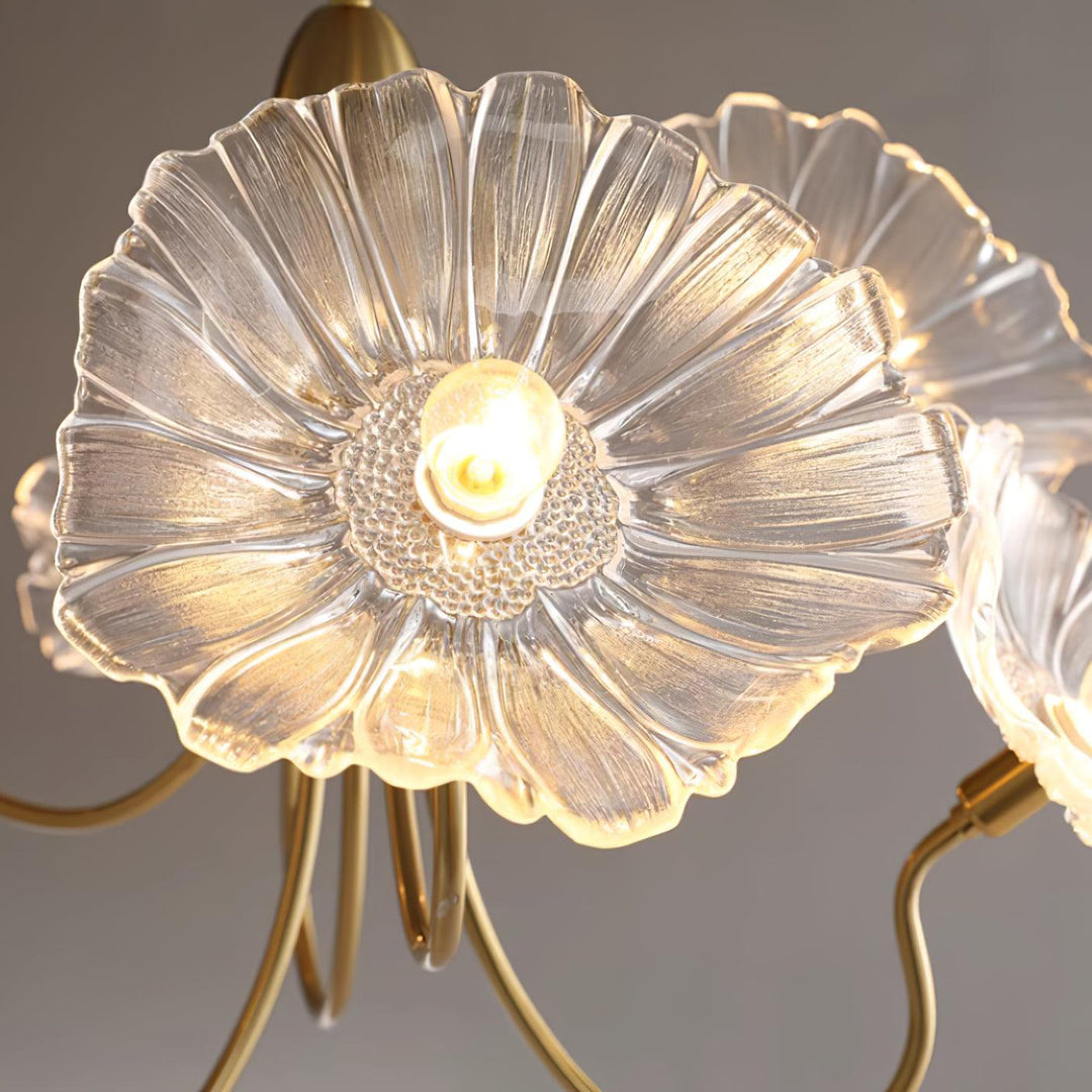 Moktan Sabai Murano Glass Flowers Chandelier Frosted Leaf Ceiling Light