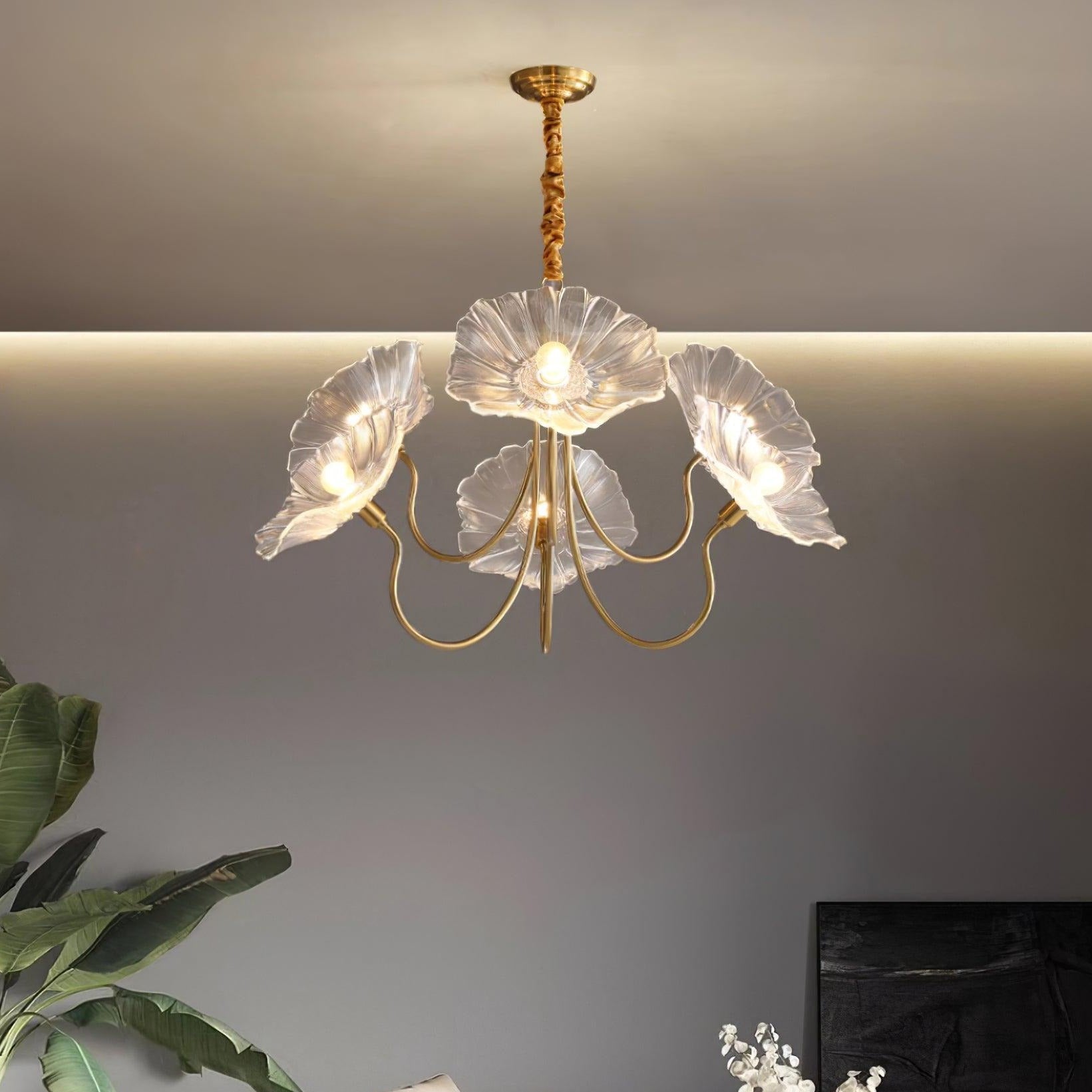Moktan Sabai Murano Glass Flowers Chandelier – Frosted Leaf Design Modern Ceiling Light