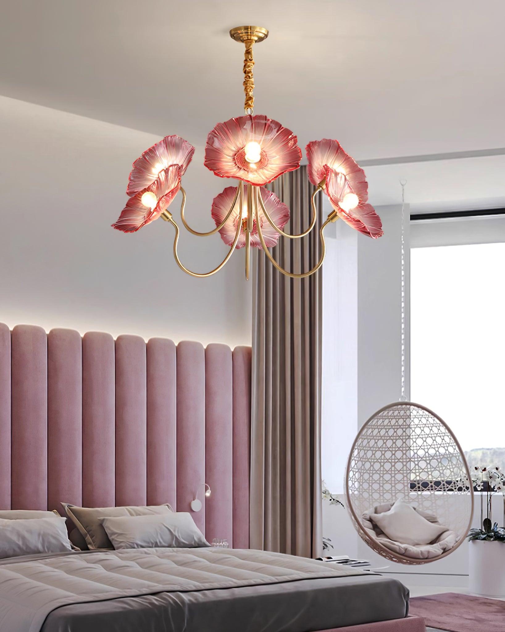 Moktan Sabai Murano Glass Flowers Chandelier Frosted Leaf Ceiling Light