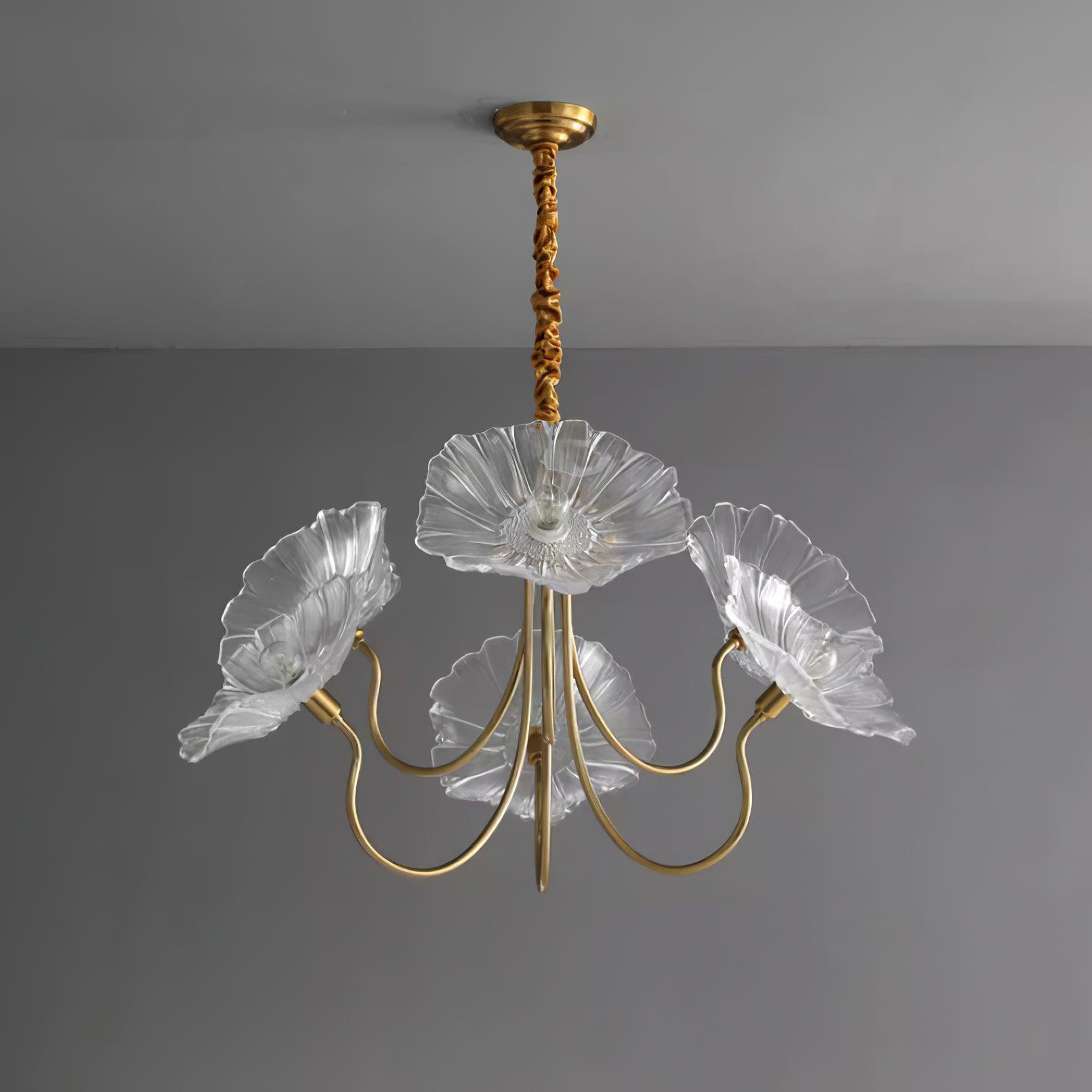 Moktan Sabai Murano Glass Flowers Chandelier – Frosted Leaf Design Modern Ceiling Light