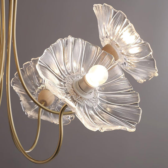 Moktan Sabai Murano Glass Flowers Chandelier Frosted Leaf Ceiling Light