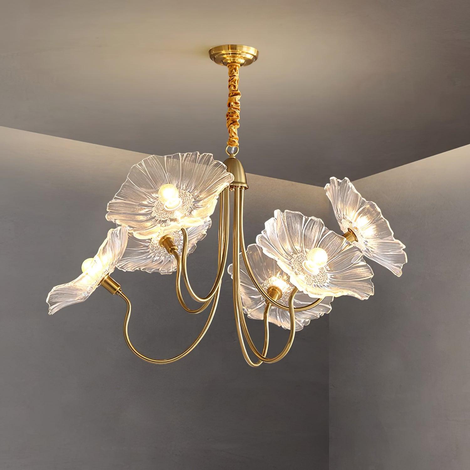 Moktan Sabai Murano Glass Flowers Chandelier – Frosted Leaf Design Modern Ceiling Light