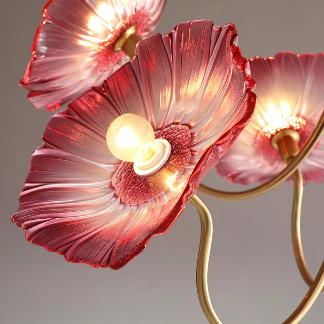 Moktan Sabai Murano Glass Flowers Chandelier Frosted Leaf Ceiling Light