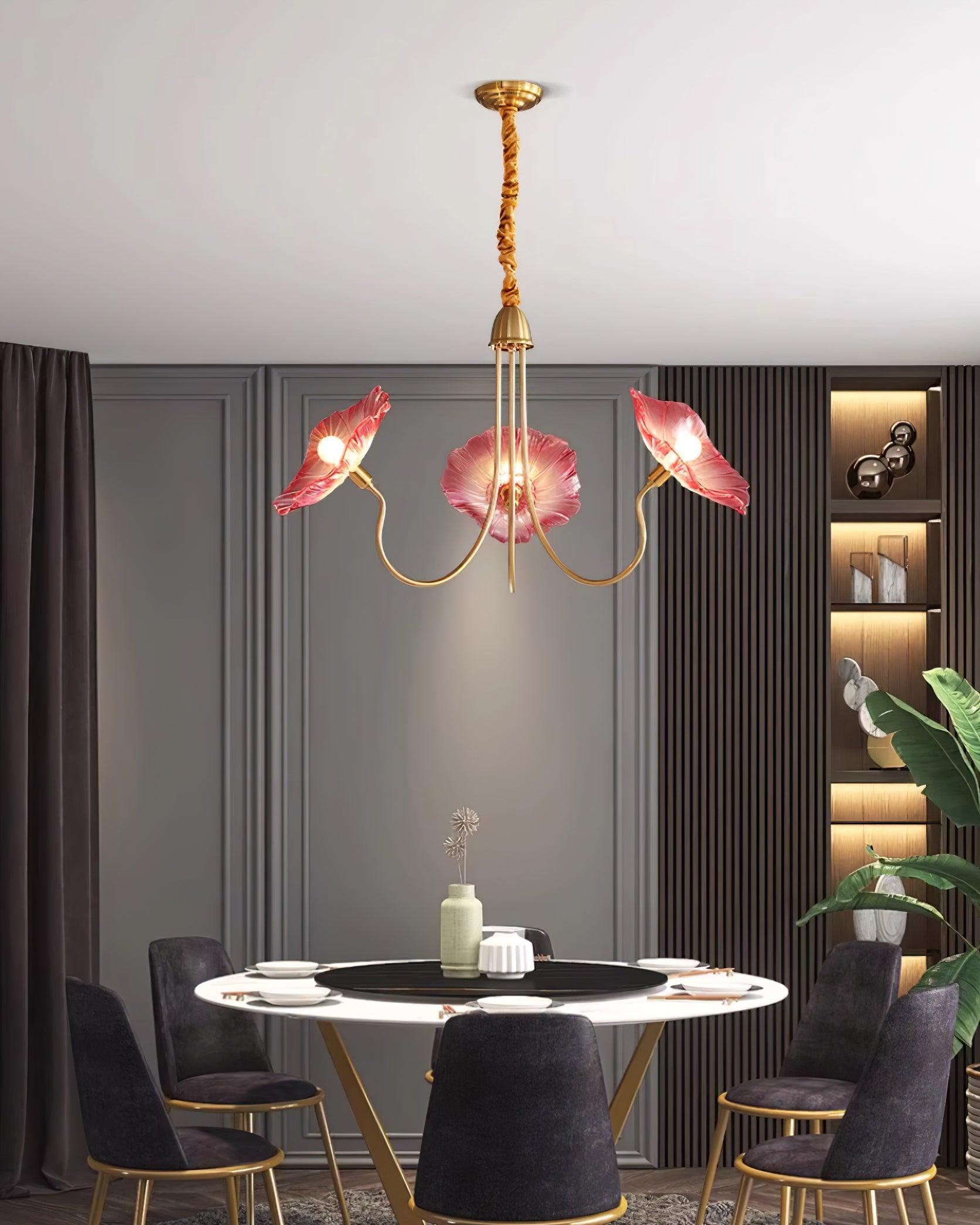 Moktan Sabai Murano Glass Flowers Chandelier – Frosted Leaf Design Modern Ceiling Light