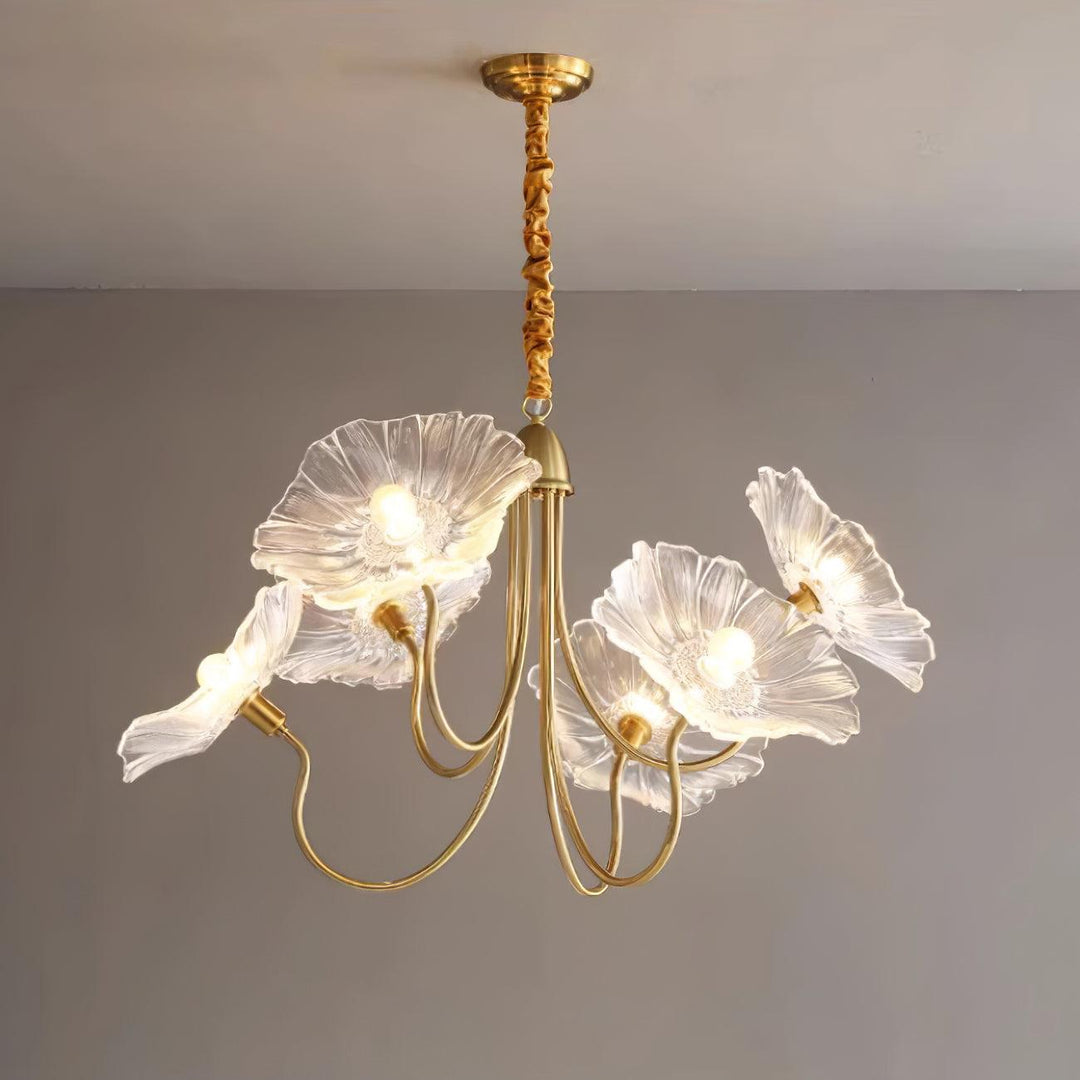 Moktan Sabai Murano Glass Flowers Chandelier Frosted Leaf Ceiling Light