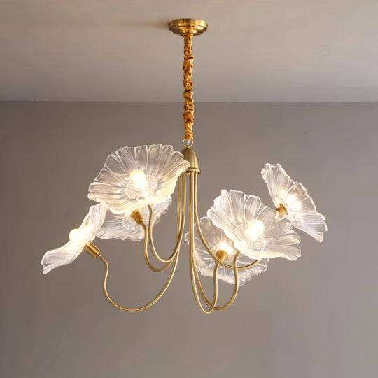 Moktan Sabai Murano Glass Flowers Chandelier Frosted Leaf Ceiling Light