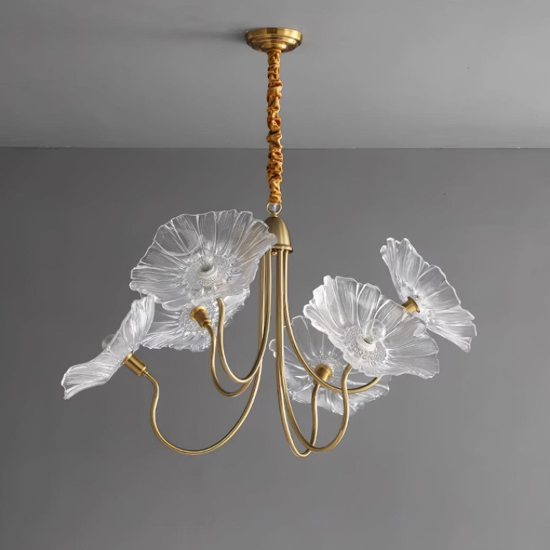 Moktan Sabai Murano Glass Flowers Chandelier Frosted Leaf Ceiling Light