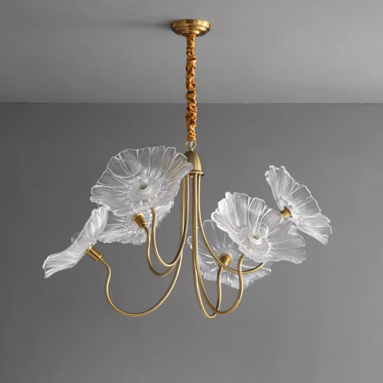 Moktan Sabai Murano Glass Flowers Chandelier Frosted Leaf Ceiling Light