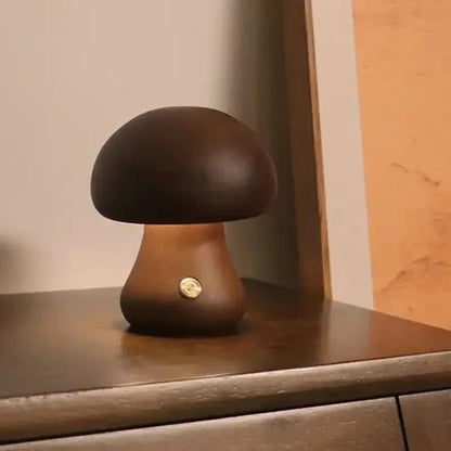 Mushroom Bedside Lamp – Touch-Controlled Dimmable Beech Wood Nightstand Light 4