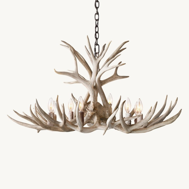 Moktan Sabai Rustic Antler Chandelier 8-Light E12 Candelabra Ceiling Light 34"