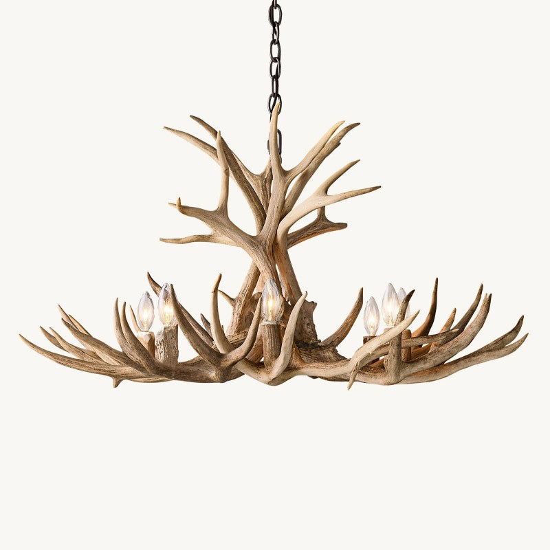 Moktan Sabai Rustic Antler Chandelier 8-Light E12 Candelabra Ceiling Light 34"