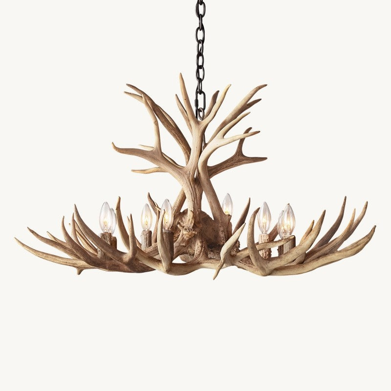 Moktan Sabai Rustic Antler Chandelier 8-Light E12 Candelabra Ceiling Light 34" Natural
