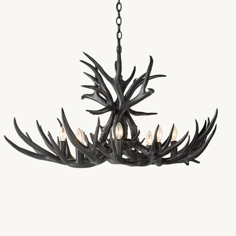 Moktan Sabai Rustic Antler Chandelier 8-Light E12 Candelabra Ceiling Light 34"