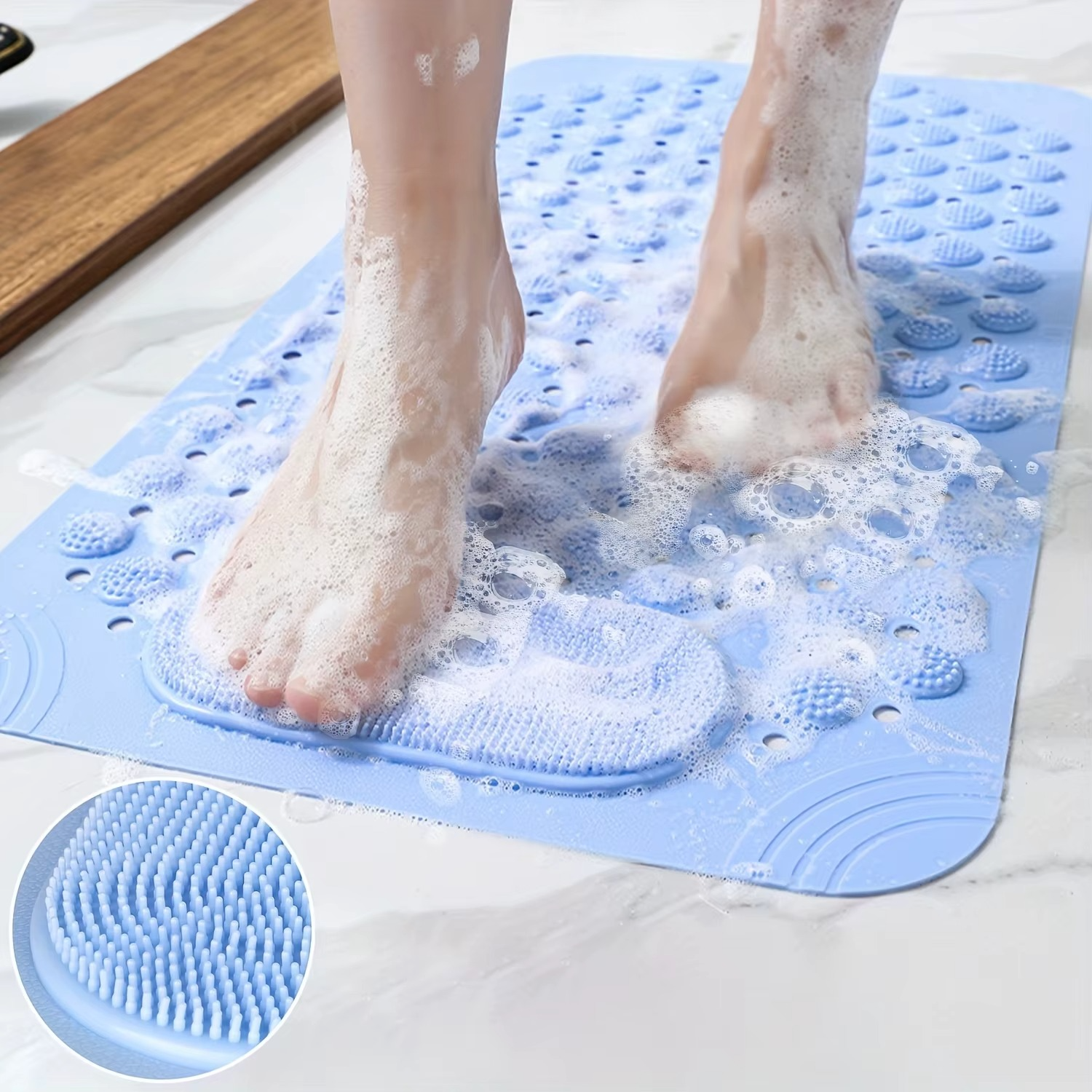 Moktan Sabai Non-Slip Shower Mat with Suction Cups Foot Massage Bath Mat