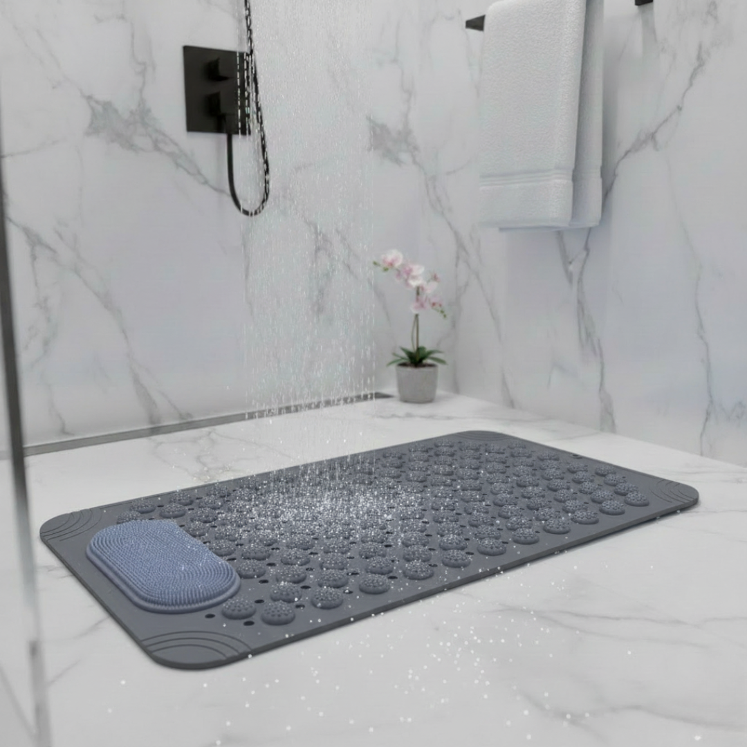 Moktan Sabai Non-Slip Shower Mat with Suction Cups Foot Massage Bath Mat Dark Gray