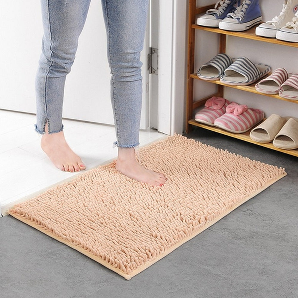 Moktan Sabai Ultra Soft Chenille Memory Foam Bath Mat Non Slip Absorbent Rug 16"x24" Beige