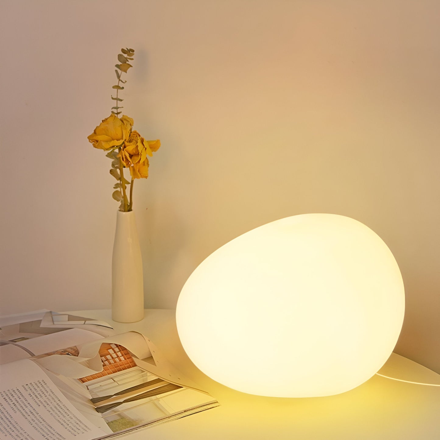Nordic Stone-Shaped LED Table Lamp 3-Color Modern Ambient Light