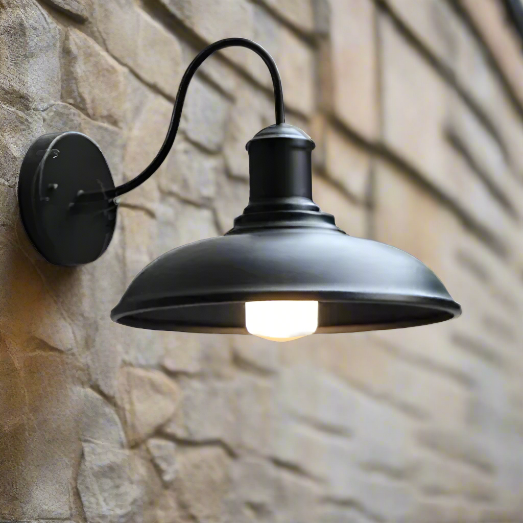 Moktan Sabai Vintage Industrial Iron Bowl Outdoor Wall Light LED Wall Sconce