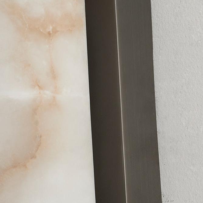 Moktan Sabai Modern Marble LED Wall Sconce Light, Copper Finish Minimalist Wall Lamp