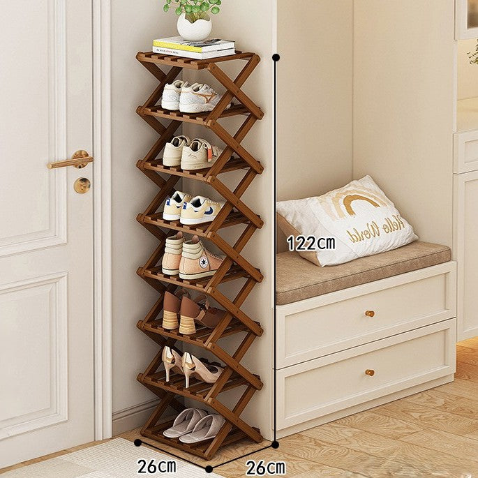 Moktan Sabai Bamboo Foldable Shoe Rack | Multi-Tier Space-Saving Organizer Brown 8