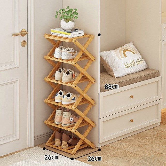 Moktan Sabai Bamboo Foldable Shoe Rack | Multi-Tier Space-Saving Organizer Natural 6