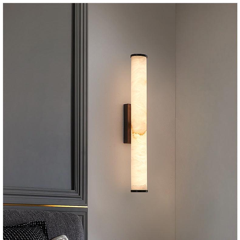 Moktan Sabai Modern Marble LED Wall Sconce Light, Copper Finish Minimalist Wall Lamp