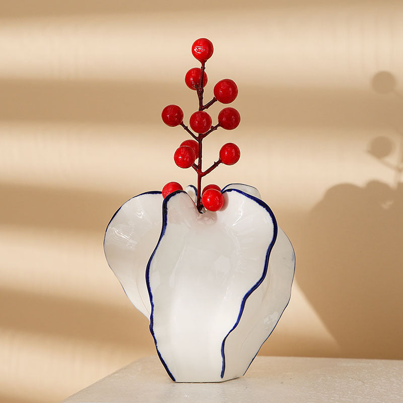 Moktan Sabai Ceramic Flower Vase | Modern Blue Outline Decor Vase Star