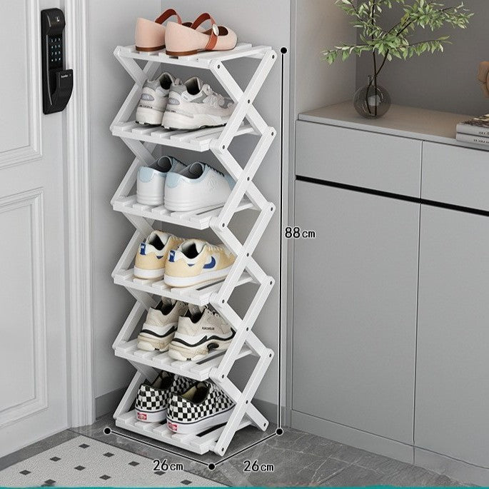 Moktan Sabai Bamboo Foldable Shoe Rack | Multi-Tier Space-Saving Organizer Ivory 6
