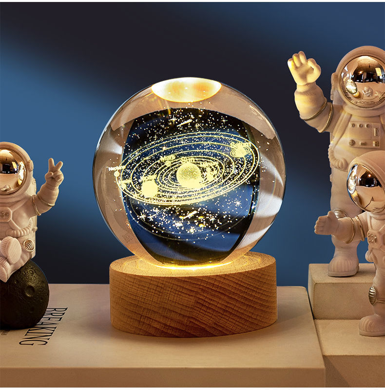 Moktan Sabai Crystal Ball Night Light USB Laser Engraved LED Lamp Gift for Bedroom Decor