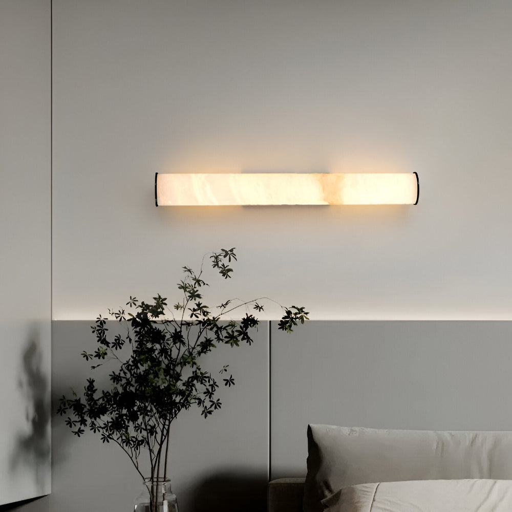Moktan Sabai Modern Marble LED Wall Sconce Light, Copper Finish Minimalist Wall Lamp
