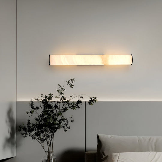 Moktan Sabai Modern Marble LED Wall Sconce Light, Copper Finish Minimalist Wall Lamp