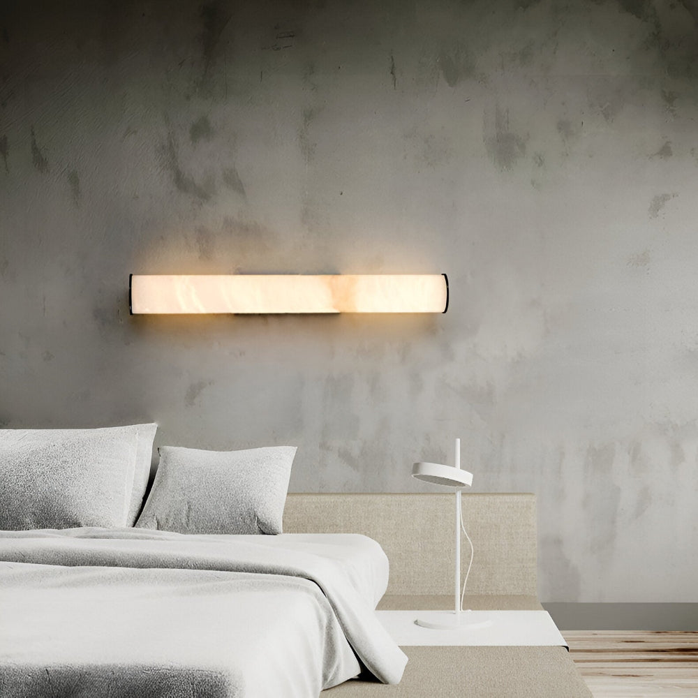 Moktan Sabai Modern Marble LED Wall Sconce Light, Copper Finish Minimalist Wall Lamp