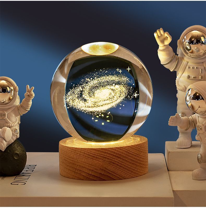 Moktan Sabai Crystal Ball Night Light USB Laser Engraved LED Lamp Gift for Bedroom Decor
