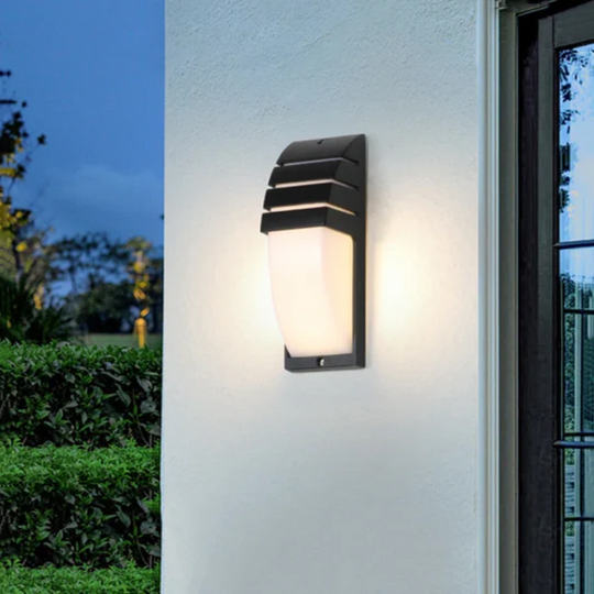 Moktan Sabai Outdoor LED Wall Light with Motion Sensor IP65 Waterproof Black Warm White