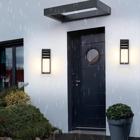 Moktan Sabai Outdoor LED Wall Light with Motion Sensor IP65 Waterproof Black